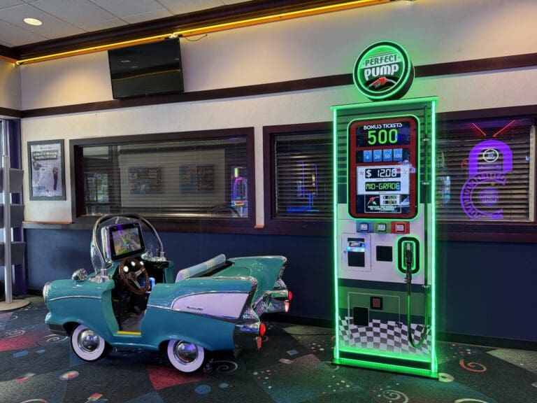 Classic car ride and prize game in the arcade