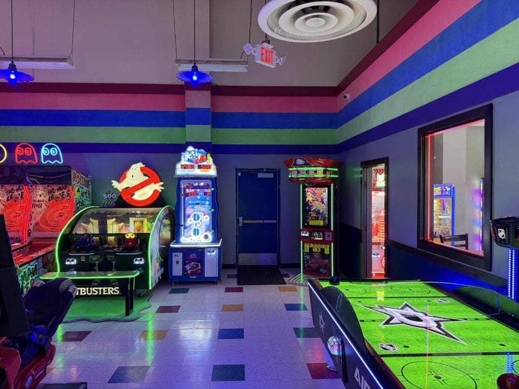 Air hockey, Ghostbusters and punching bag games in the arcade