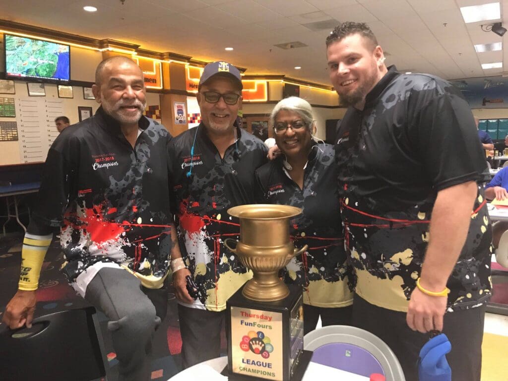 League bowlers with their trophy at Rowlett Bowl-A-Rama